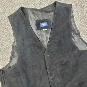 NRA Authentic Gear Mens Black Suede Leather Vest Classic Black Extra Large XL